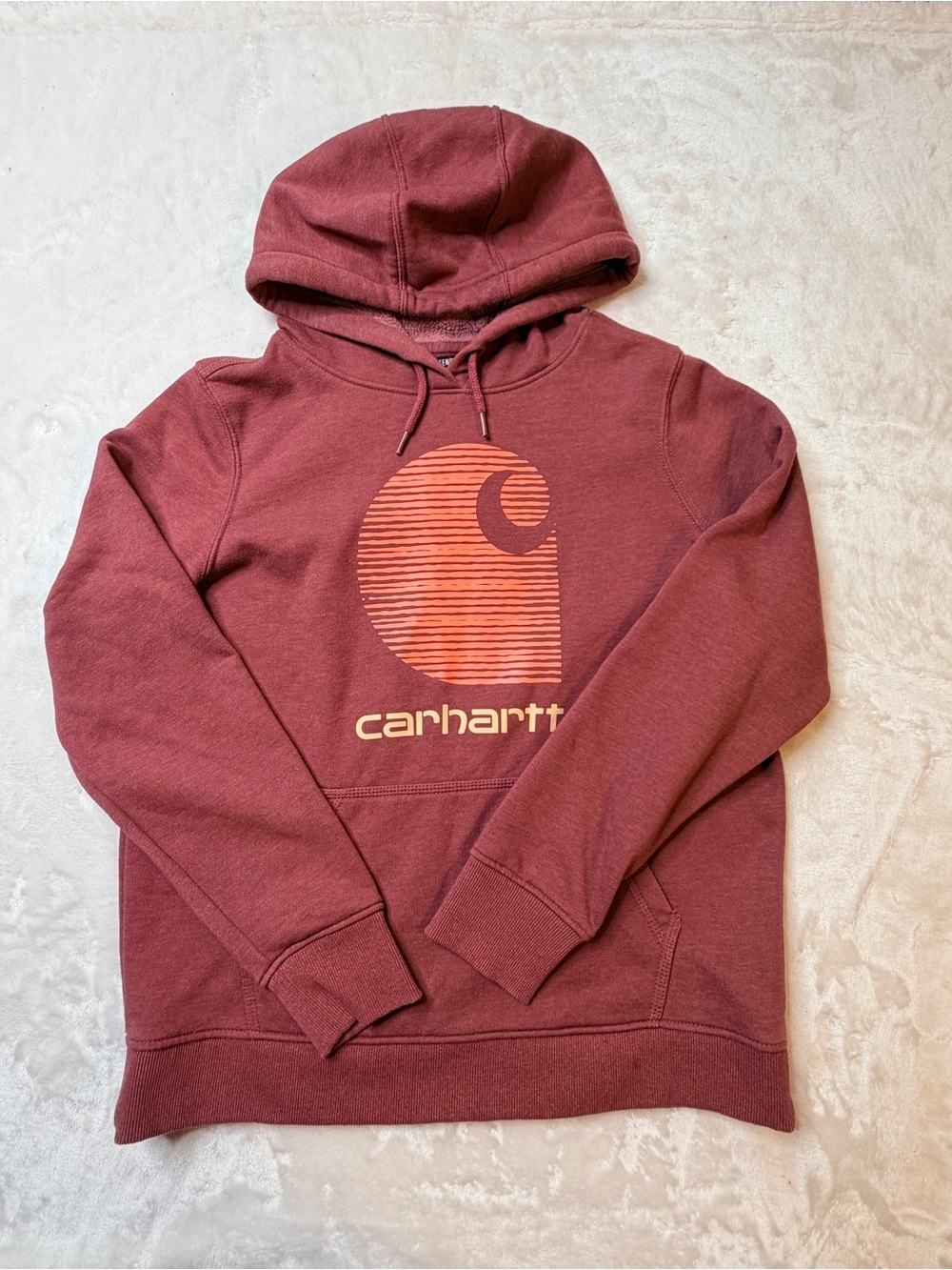 Carhartt rain defender Maroon Pullover Hoodie with Striped Graphic, active Large